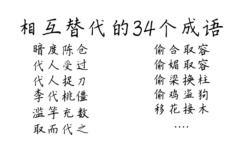 相互替代的34个成语